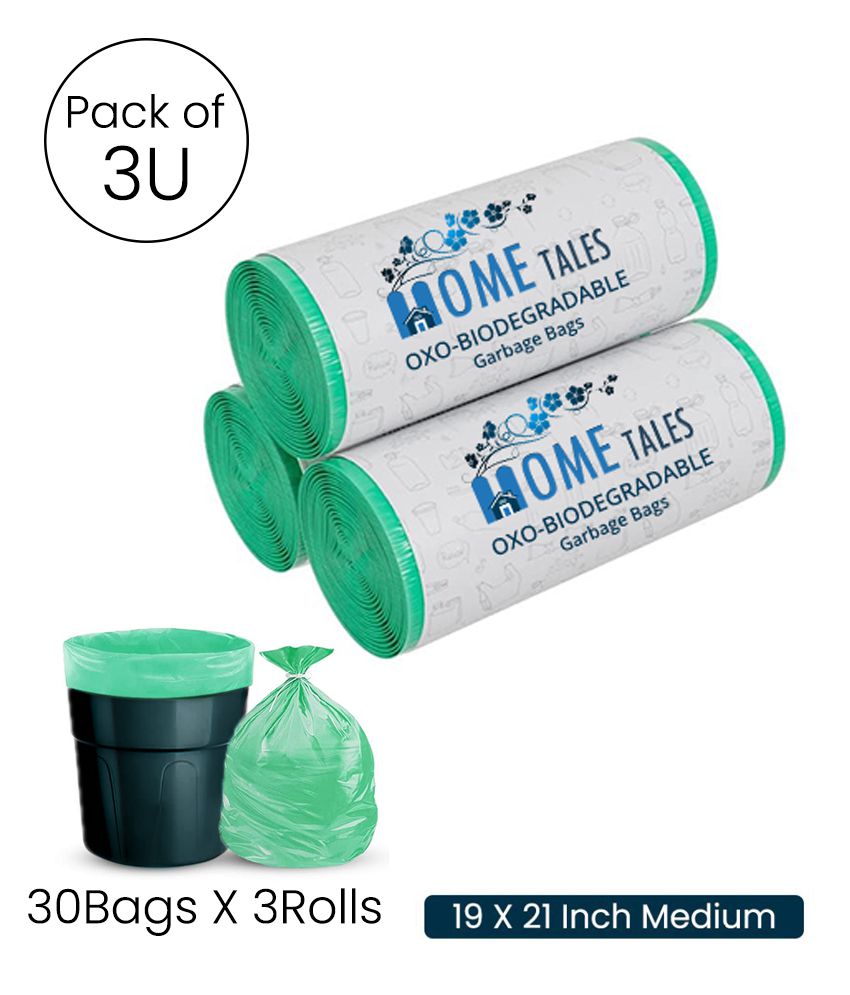     			HOMETALES - Green Virgin Plastic Dustbin and Garbage bags
