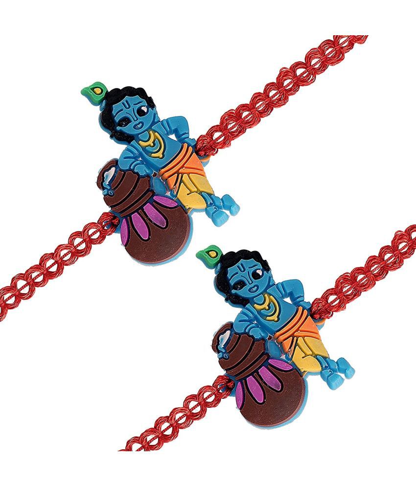     			I Jewels Fancy Cartoon Character Lord Krishna Rakhi Bracelets for Boys & Kids (R029-2) (Pack of 2)