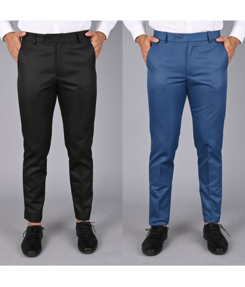     			MANCREW Blue Regular Formal Trouser ( Pack of 2 )