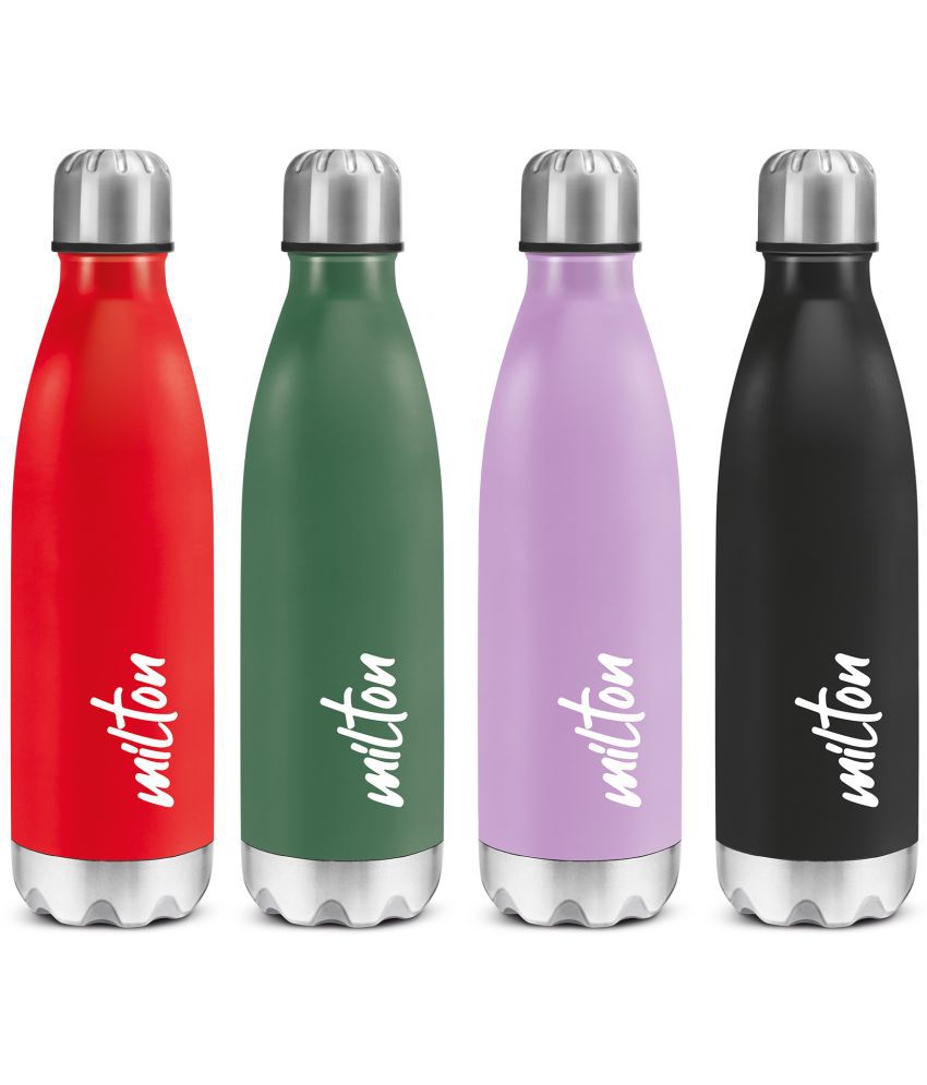     			Milton Shine 800 Stainless Steel Water Bottle Set of 4 Multicolour Stainless Steel Water Bottle 700 mL ( Set of 4 )