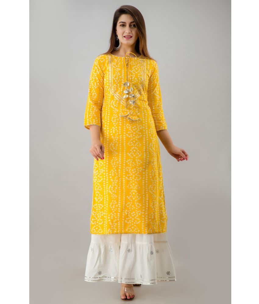     			NeshamaKurti - Yellow Straight Rayon Women's Stitched Salwar Suit ( Pack of 1 )