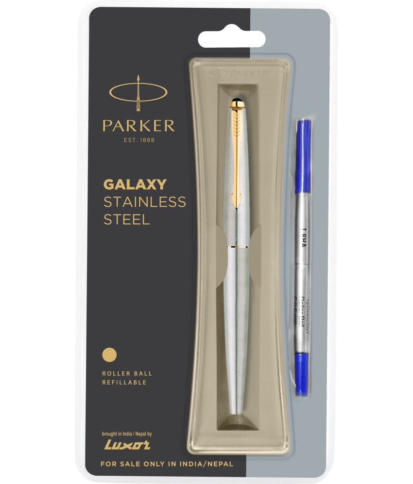     			Parker Galaxy Stainless Steel Gold Trim Roller Ball Pen