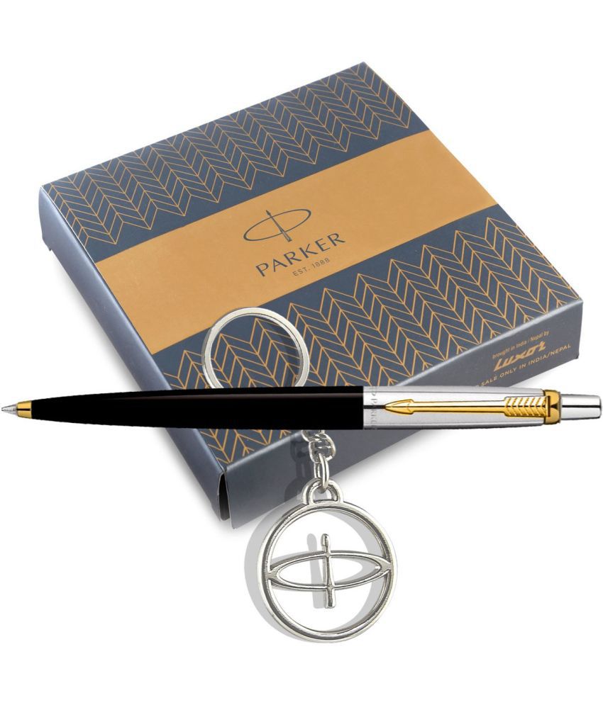     			Parker Jotter Standard Black Ball Pen Gold Trim Key Chain (Free)