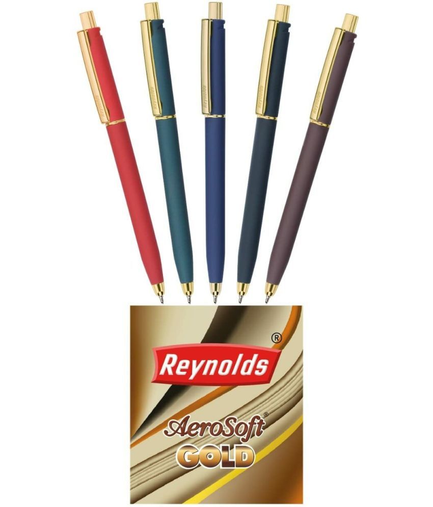     			Reynolds JETTER GOLD 5CT BLUE| Smooth Ball Pens | Long-lasting ball pens | Professional Gifting Ball pens with superior writing experience| Ball Pens for swift writing | 0.7mm Tip Size