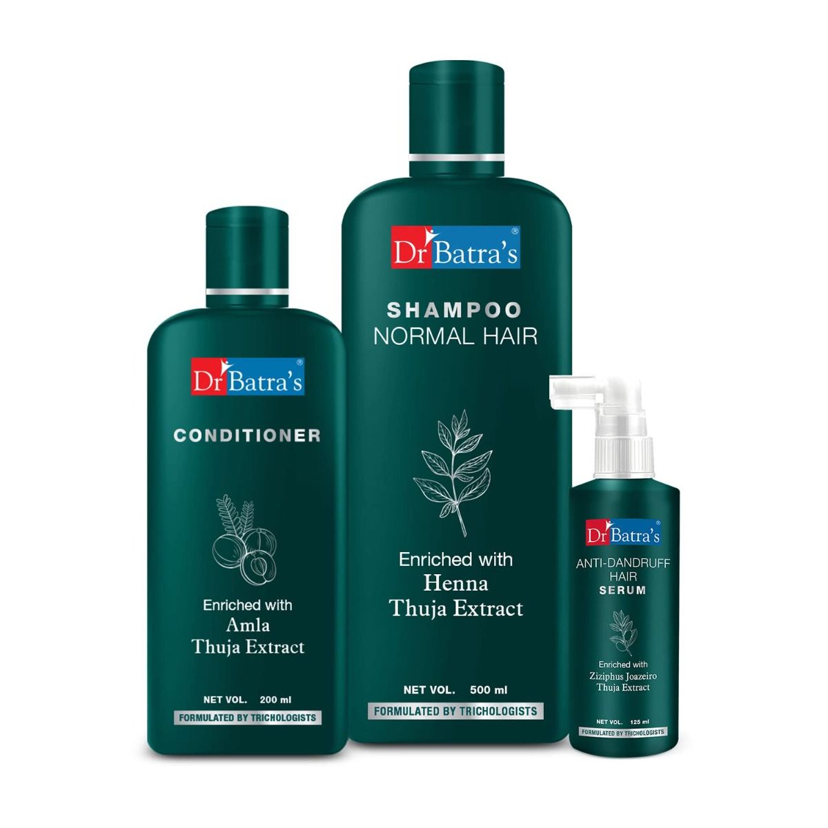     			Dr Batra's Anti Dandruff Hair Serum, Conditioner - 200 ml and Normal Shampoo - 500 ml
