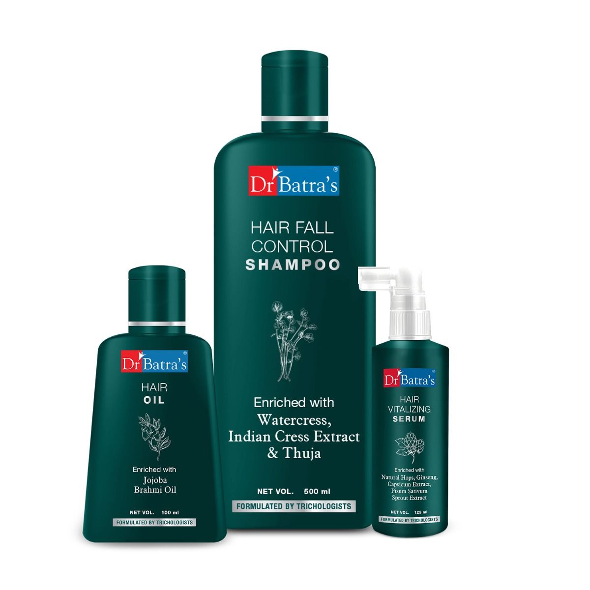     			Dr Batra's Hair Vitalizing Serum, Hair Fall Control Shampoo And Hair Oil (Pack Of 3)