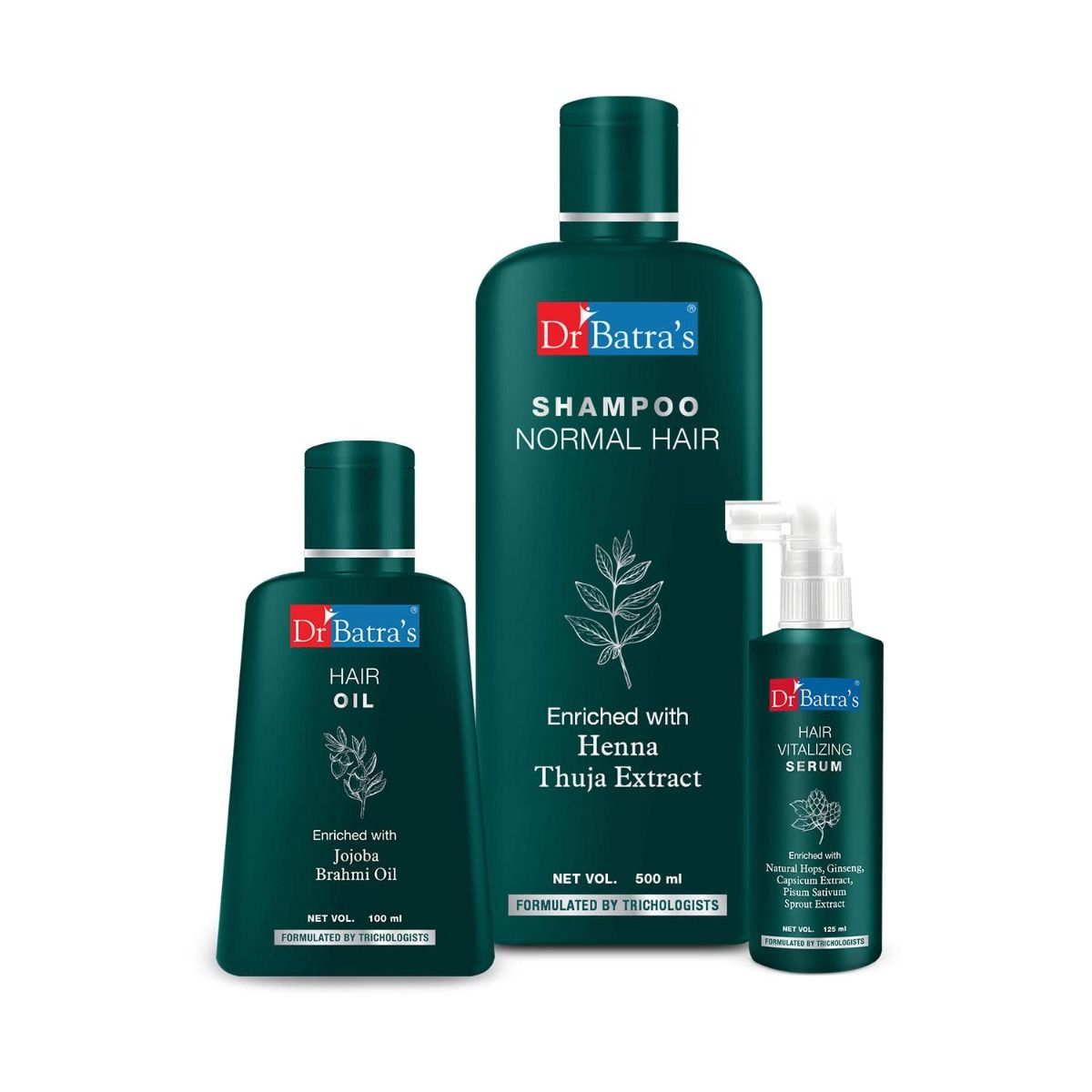     			Dr Batra's Hair Vitalizing Serum 125 ml, Normal Shampoo - 500 ml and Hair Oil - 100 ml