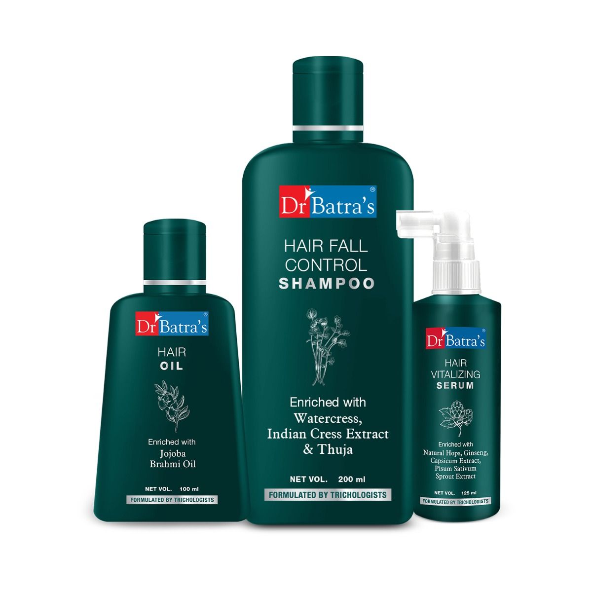     			Dr Batra's Hair Vitalizing Serum, Hairfall Control Shampoo And Hair Oil (Pack Of 3)
