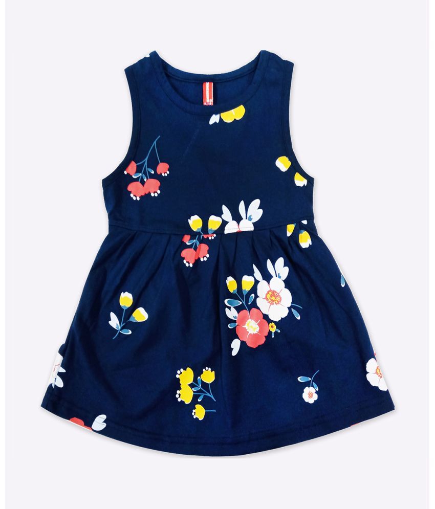     			GAME BEGINS - Dark Blue Cotton Girls Fit And Flare Dress ( Pack of 1 )