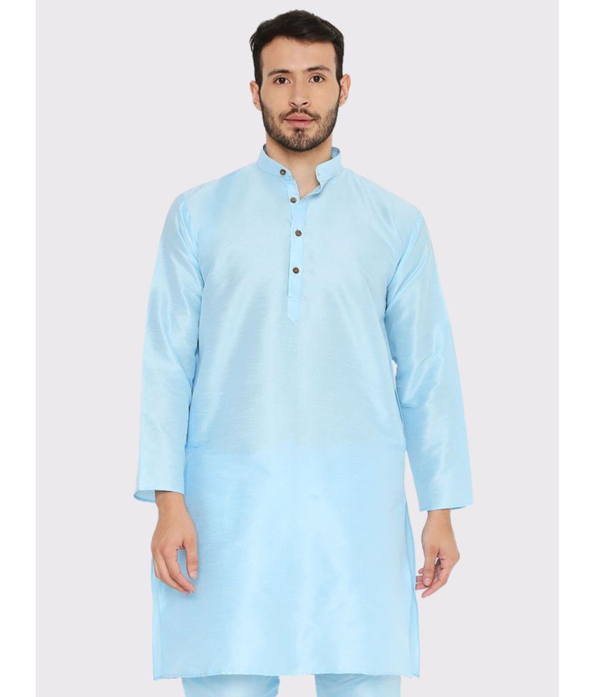     			Maharaja - Blue Silk Men's Regular Kurta ( Pack of 1 )