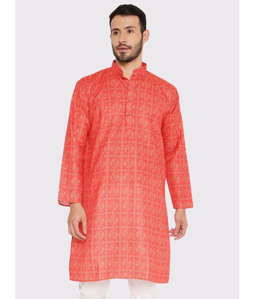     			Maharaja - Red Linen Men's Regular Kurta ( Pack of 1 )