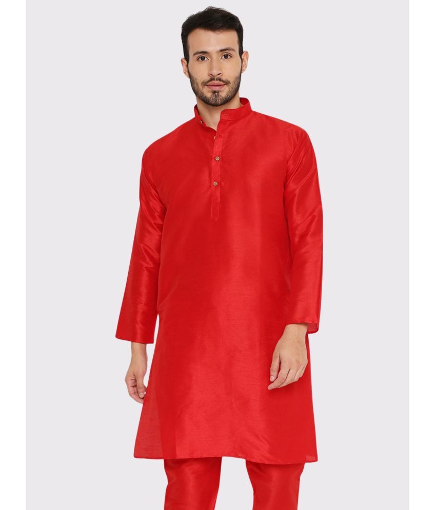     			Maharaja - Red Silk Men's Regular Kurta ( Pack of 1 )