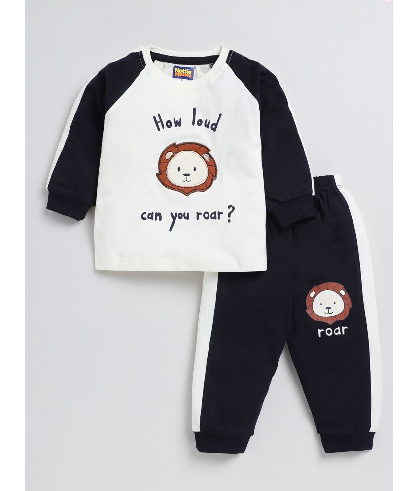     			Nottie planet - Blue Cotton Baby Boy T-Shirt & Trouser ( Pack of 1 )