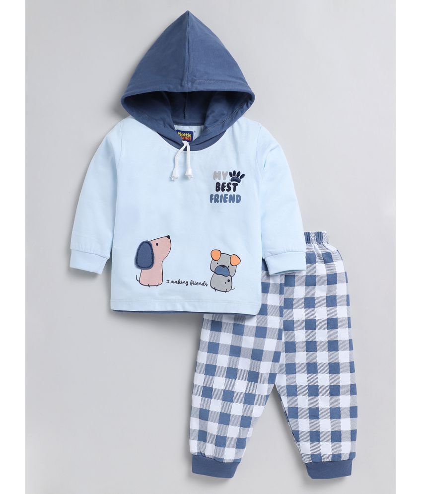     			Nottie planet - Blue Cotton Baby Boy Sweatshirt & Jogger Set ( Pack of 1 )