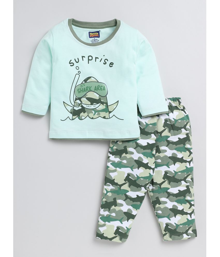     			Nottie planet Pack of 1 Baby Boys Cotton T-Shirt & Trouser ( Green )