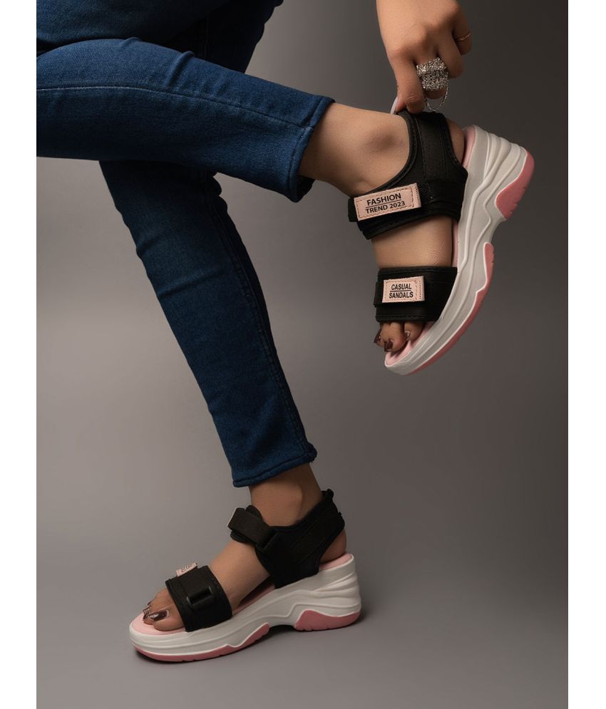     			Shoetopia Lightweight Comfortable Daily Wear & Trendy Flatforms Pink Sandals & Girls