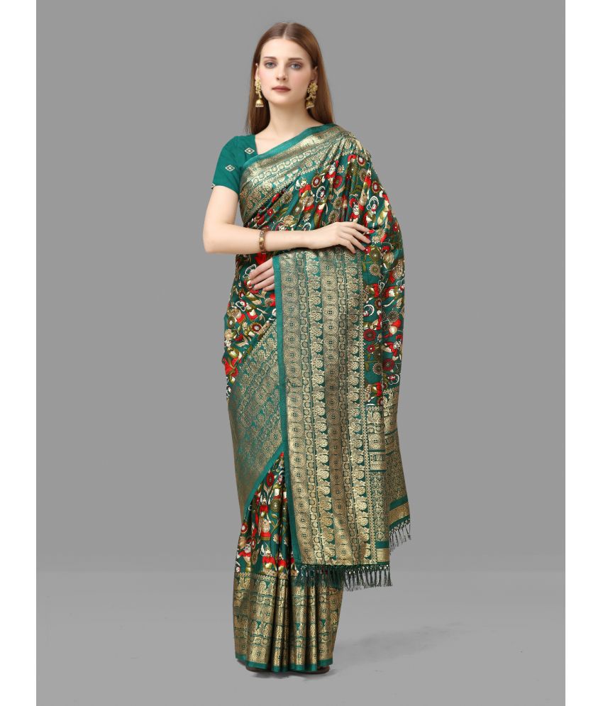     			Sitanjali - Green Silk Blend Saree With Blouse Piece ( Pack of 1 )