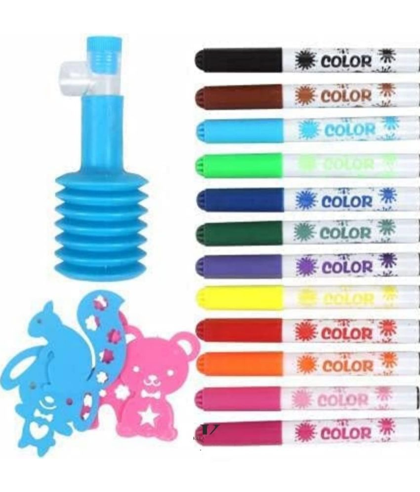     			2415Y- YESKART 12 PC  magic spray blow marker sketch pen for drawing art and craft school stationery for kids- Multi color