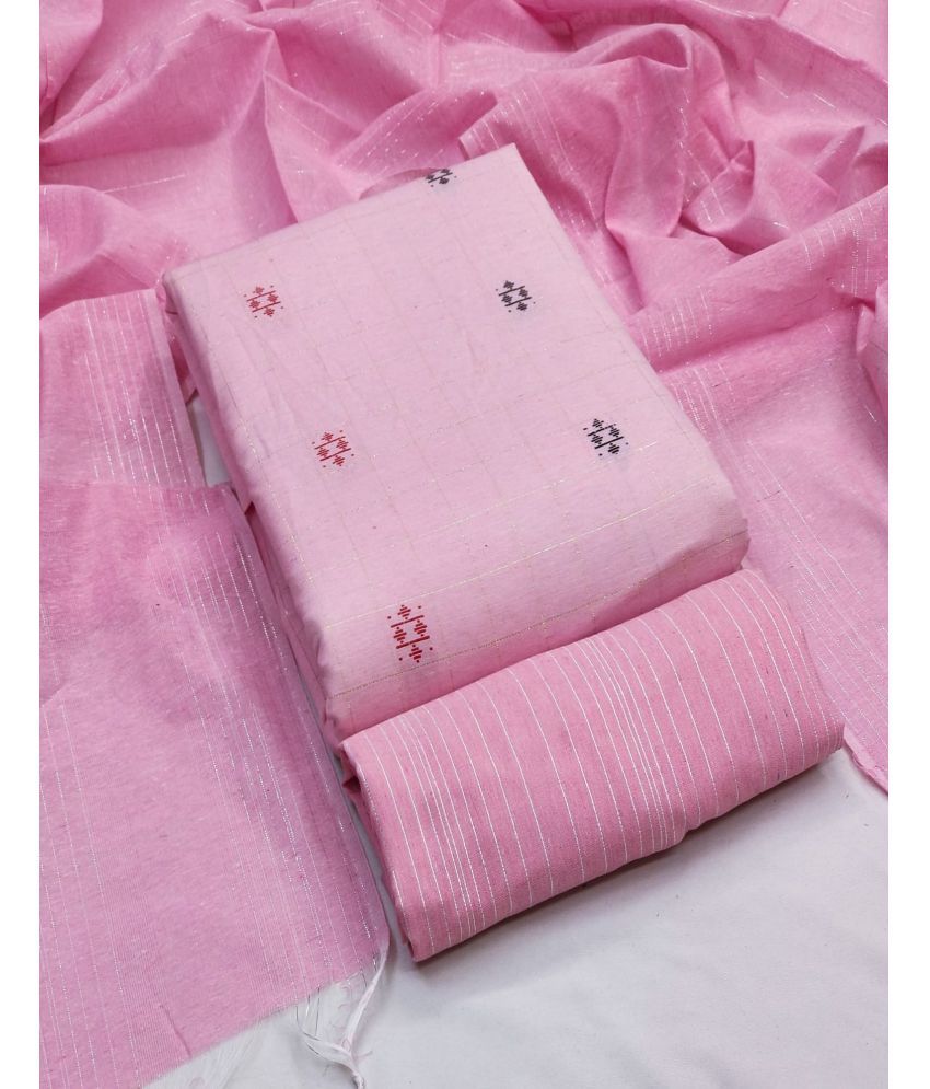     			Aika - Unstitched Pink Cotton Dress Material ( Pack of 1 )