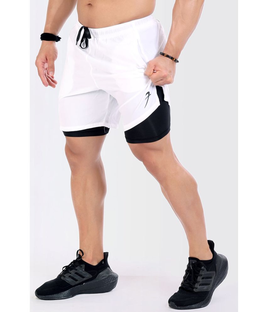     			Fuaark - White Polyester Men's Gym Shorts ( Pack of 1 )