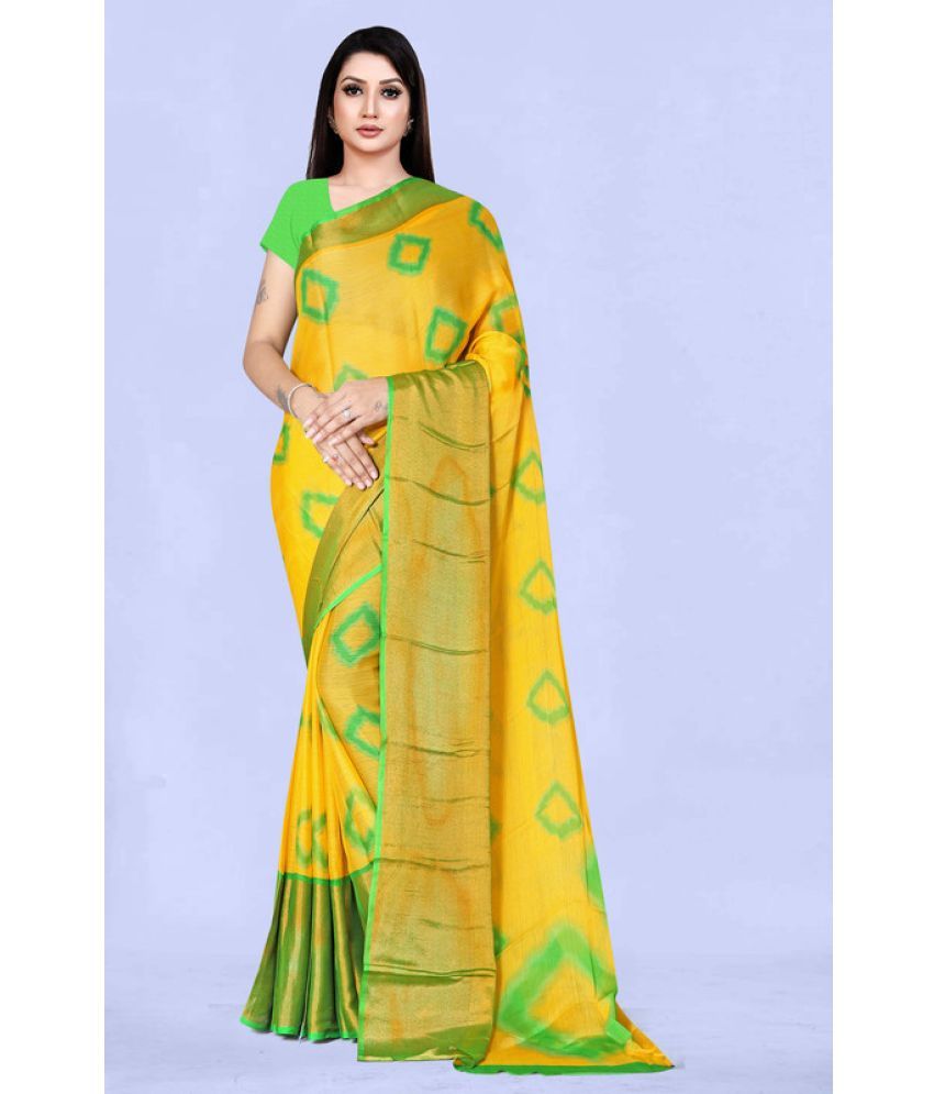     			Kandora - Yellow Brasso Saree With Blouse Piece ( Pack of 1 )