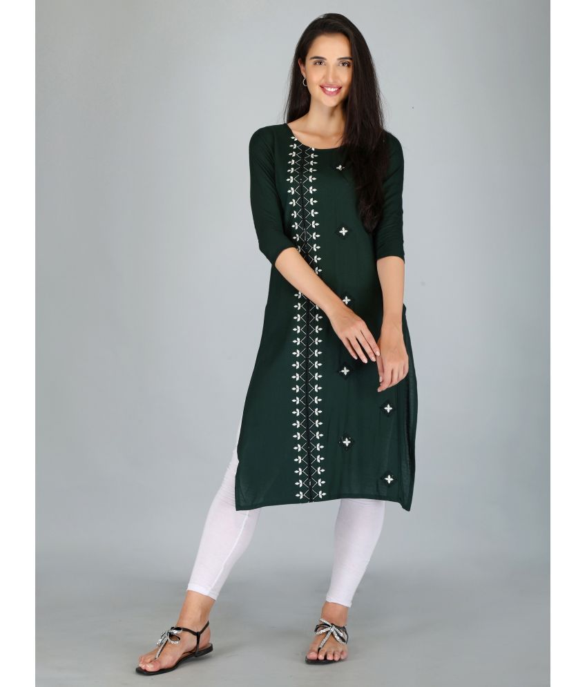     			Lerkiza - Green Rayon Women's Straight Kurti ( Pack of 1 )