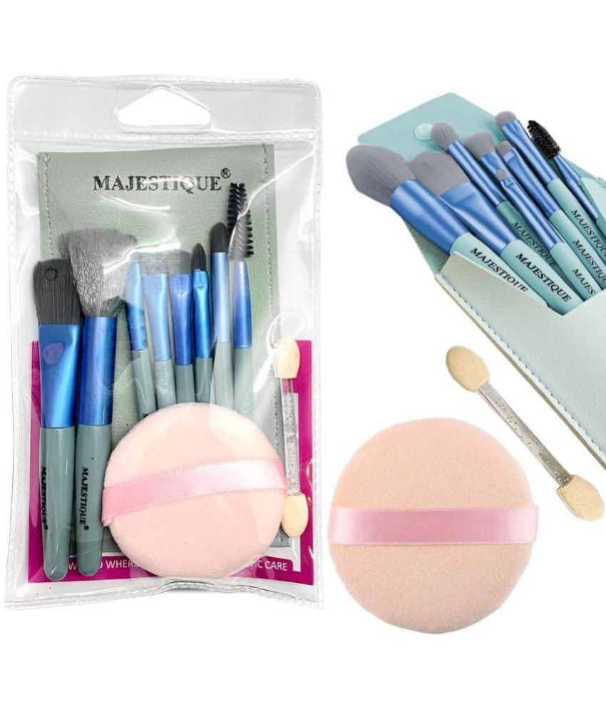     			Majestique Makeup Brush Set with Powder Puff, Eye, and Face Makeup Brushes Set Multicolor