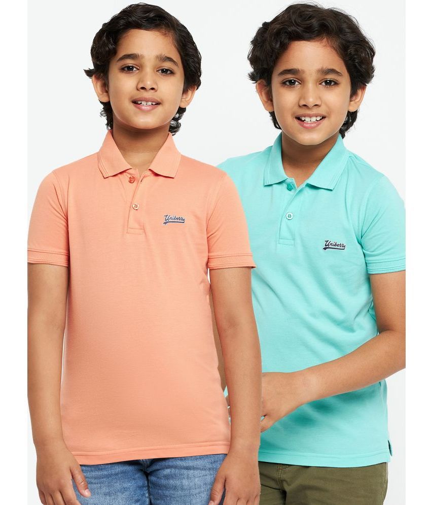     			UNIBERRY - Coral Cotton Blend Boy's Polo T-Shirt ( Pack of 2 )