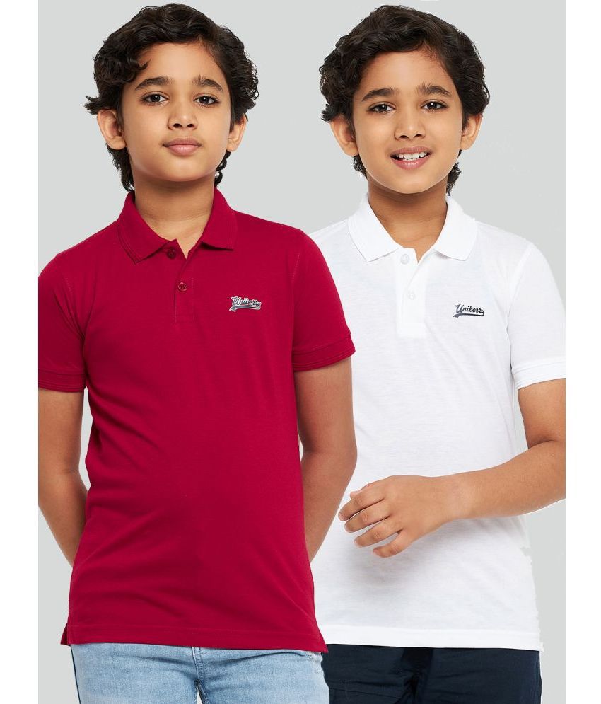     			UNIBERRY - Red Cotton Blend Boy's Polo T-Shirt ( Pack of 2 )