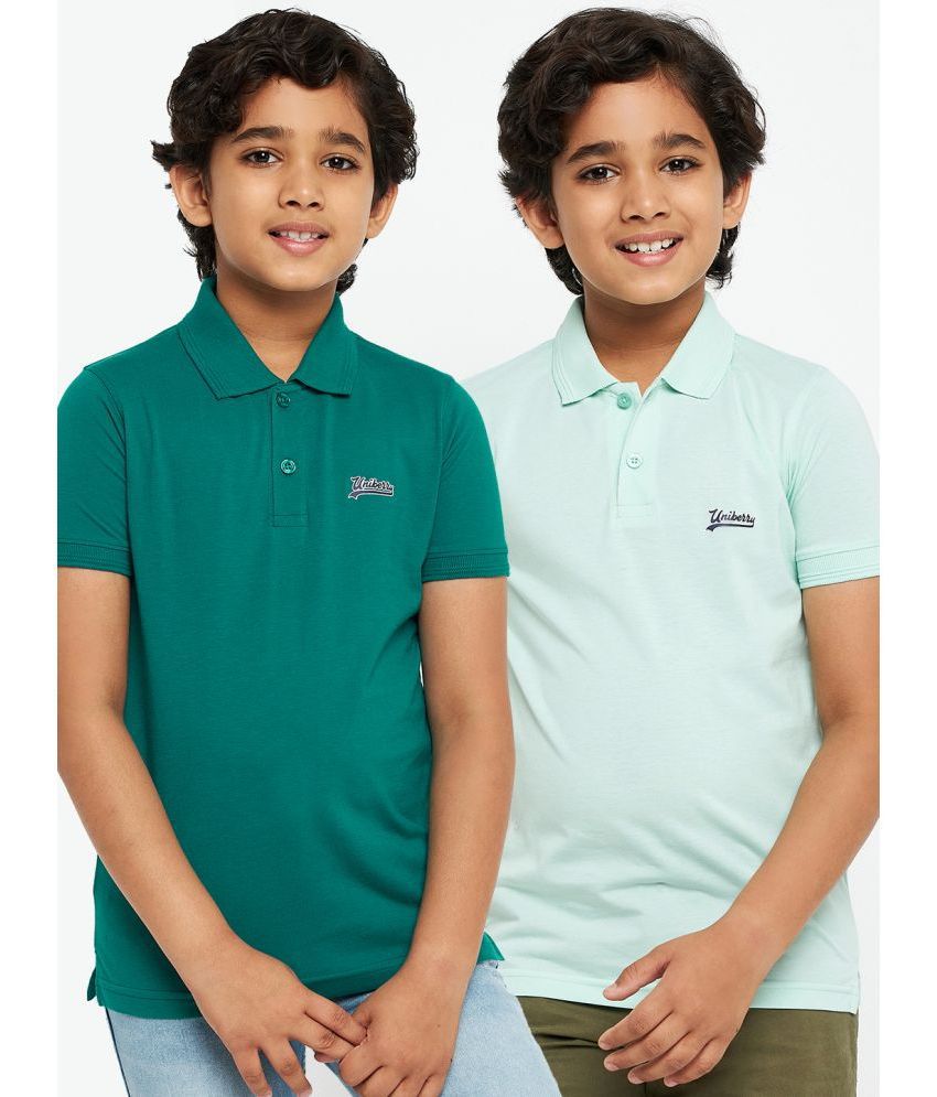     			UNIBERRY - Teal Cotton Blend Boy's Polo T-Shirt ( Pack of 2 )