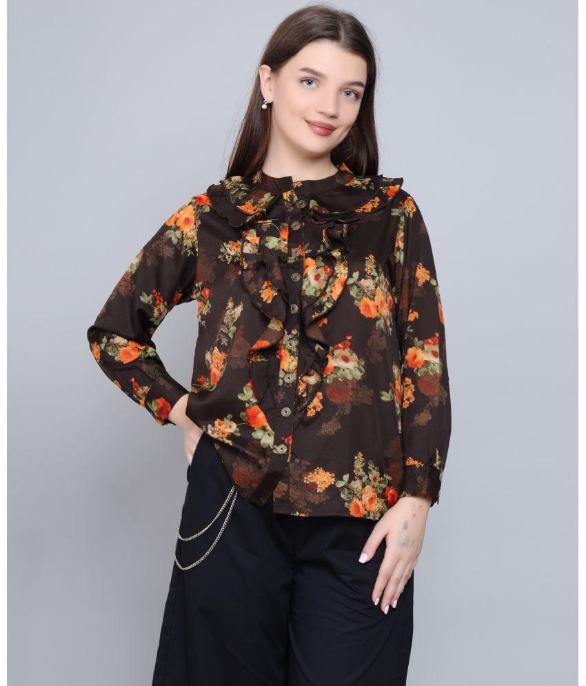    			Baawri - Brown Crepe Women's Shirt Style Top ( Pack of 1 )