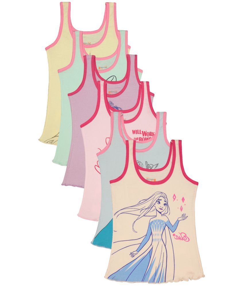     			Bodycare Girls Round Neck Sleeveless Printed Vest Pack Of 6 - Assorted