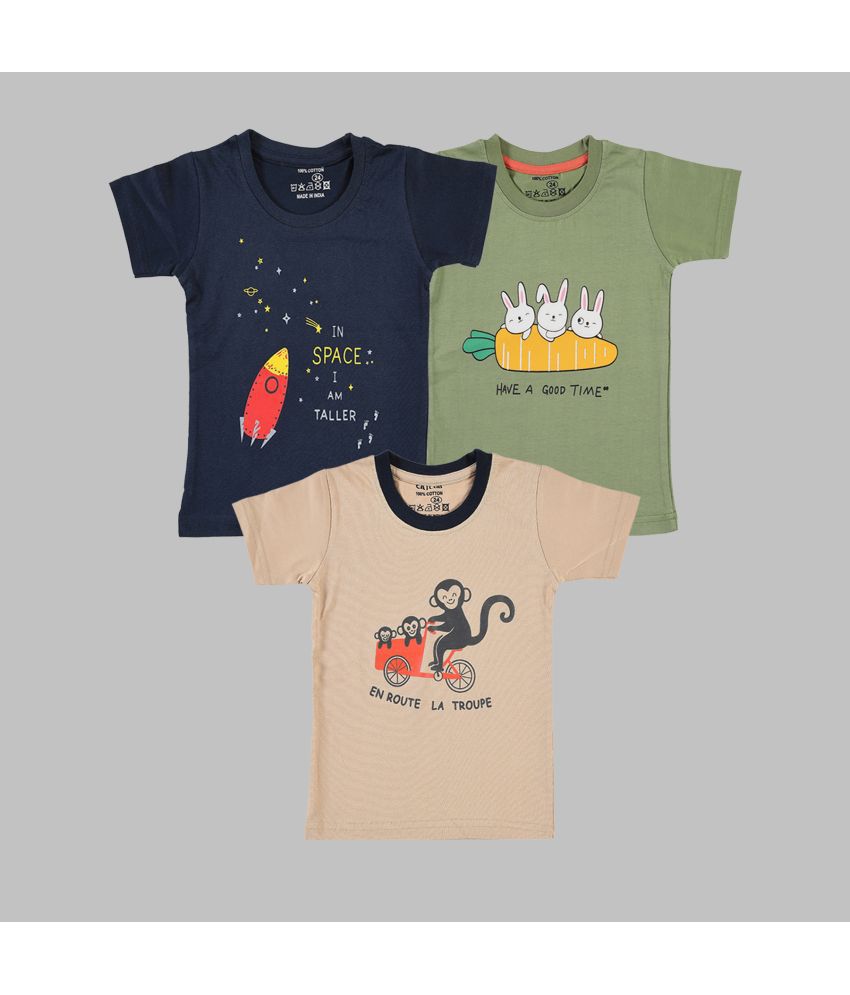     			CATCUB - Multicolor Cotton Blend Boy's T-Shirt ( Pack of 3 )