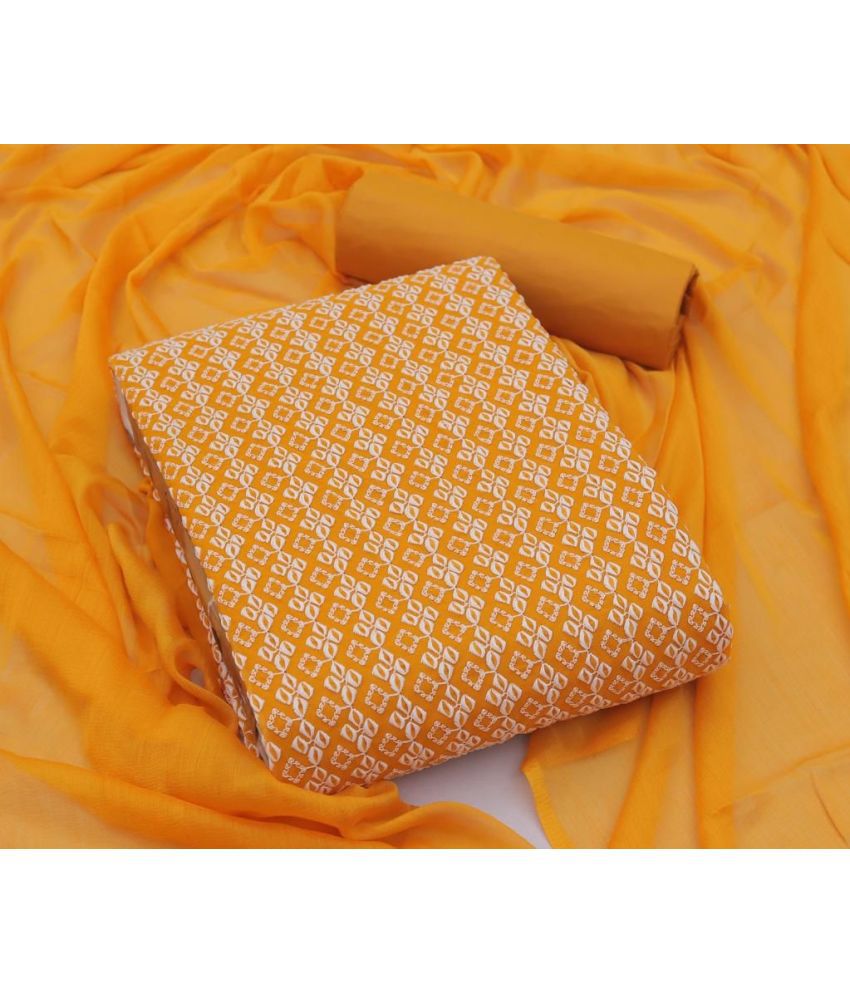     			JULEE - Unstitched Orange Cotton Dress Material ( Pack of 1 )