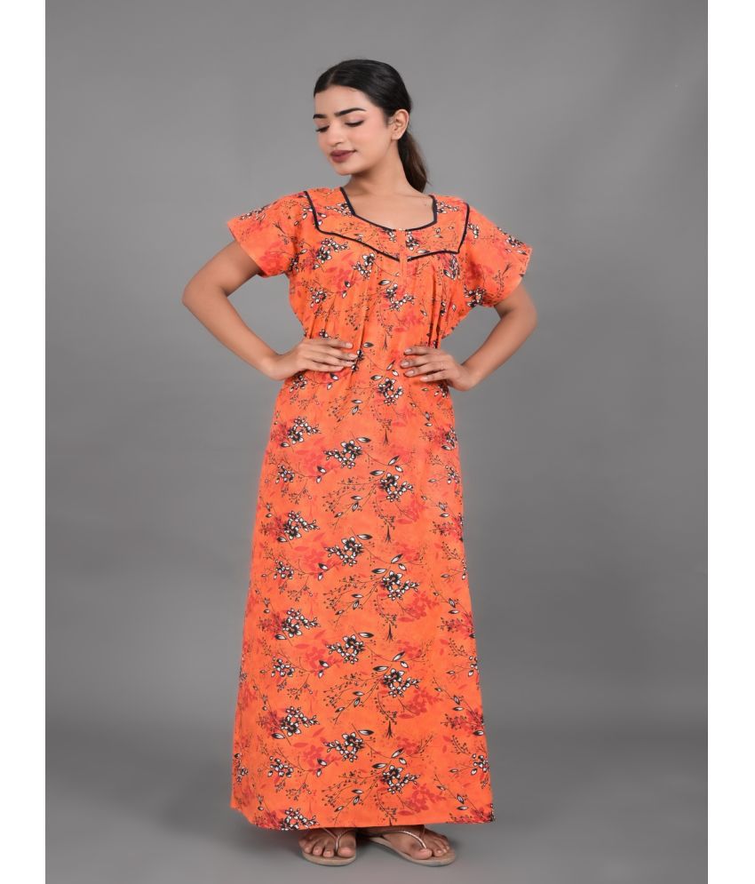     			Apratim - Orange Cotton Women's Nightwear Nighty & Night Gowns ( Pack of 1 )