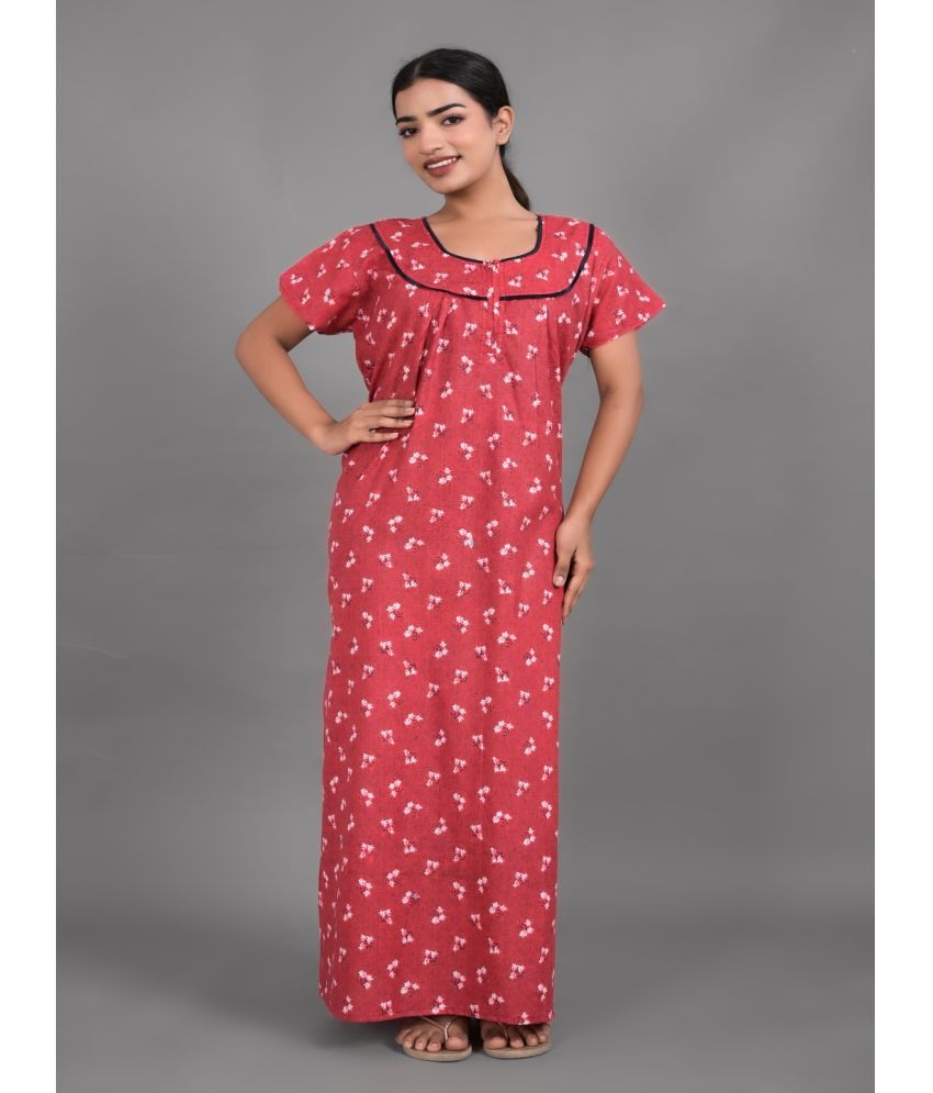     			Apratim - Red Cotton Women's Nightwear Nighty & Night Gowns ( Pack of 1 )