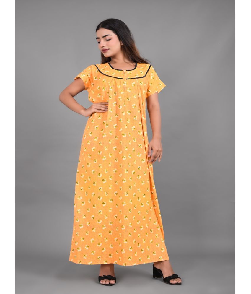     			Apratim - Yellow Cotton Women's Nightwear Nighty & Night Gowns ( Pack of 1 )