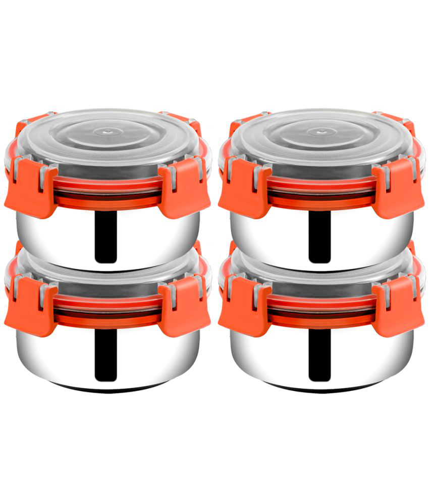     			BOWLMAN Steel Orange Food Container ( Set of 4 )