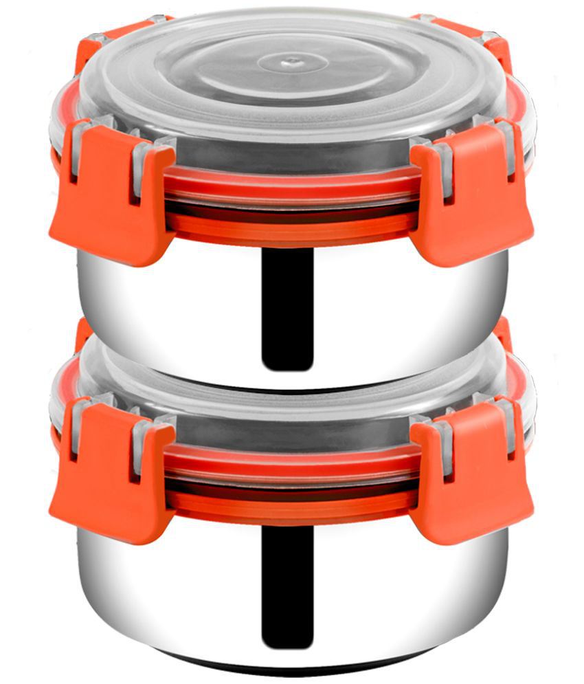     			BOWLMAN Steel Orange Food Container ( Set of 2 )