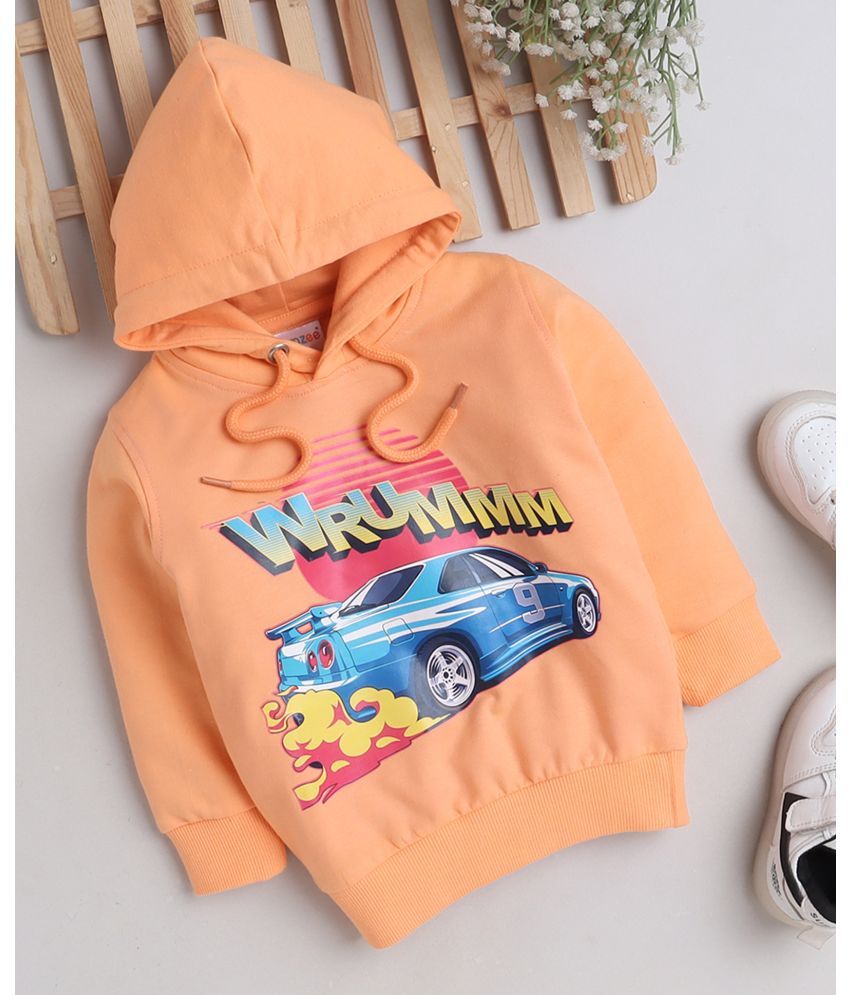     			BUMZEE Orange Boys Full Sleeves Hooded Sweatshirt Age - 6-12 Months