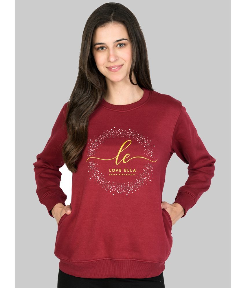     			CHERIBELL Cotton Maroon Non Hooded Sweatshirt