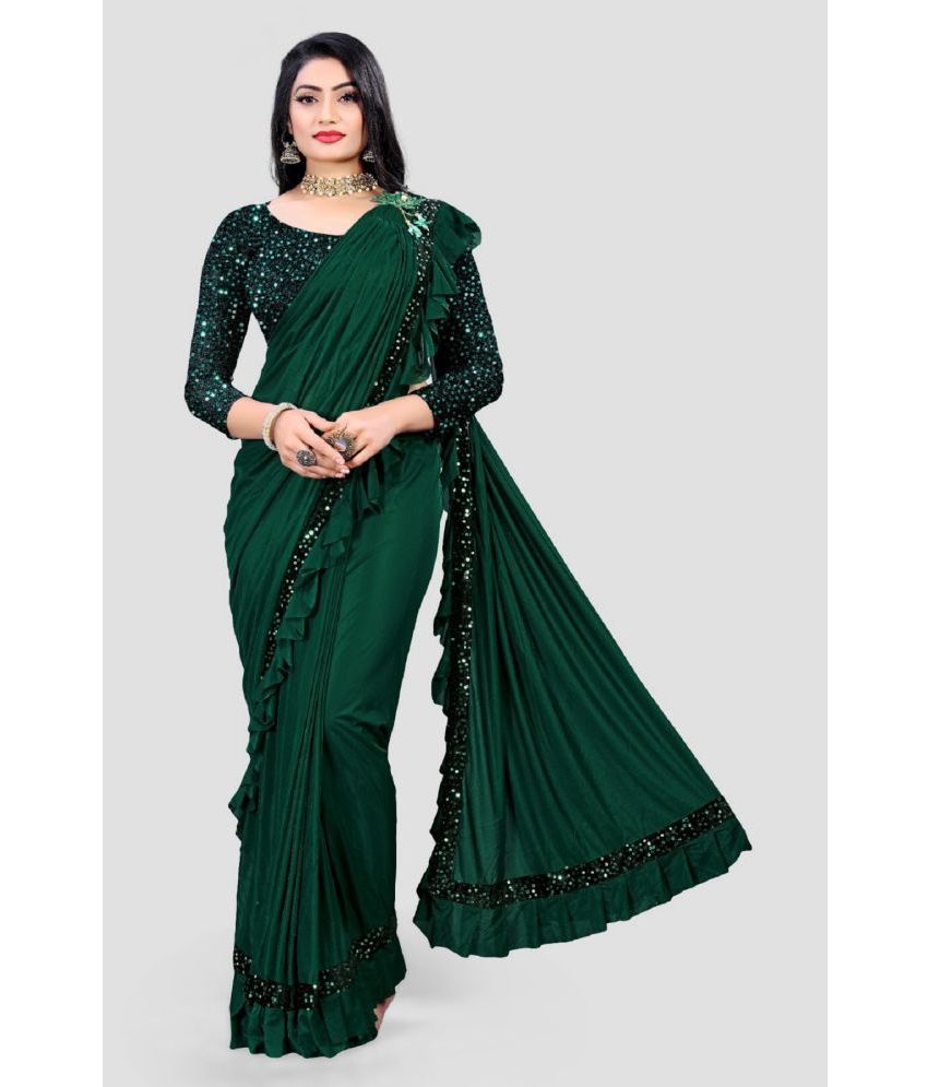     			Gazal Fashions - Green Lycra Saree With Blouse Piece ( Pack of 1 )