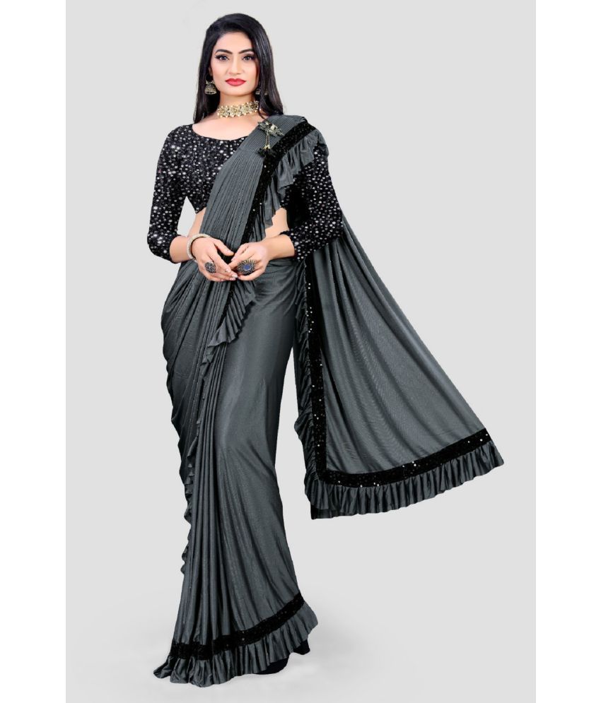     			Gazal Fashions - Grey Lycra Saree With Blouse Piece ( Pack of 1 )