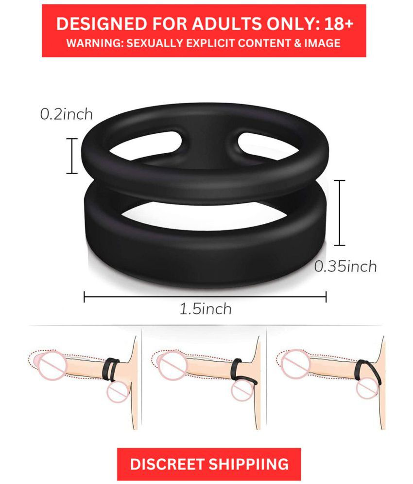    			Innovative Design- 2in1 Light Weight Black Color Double Hole Cock Ring For Beginers and Experienced