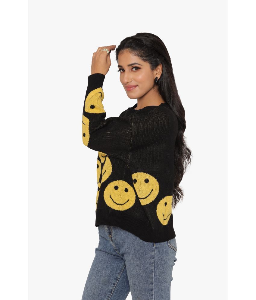     			KASMA Cotton Blend Black Pullovers -