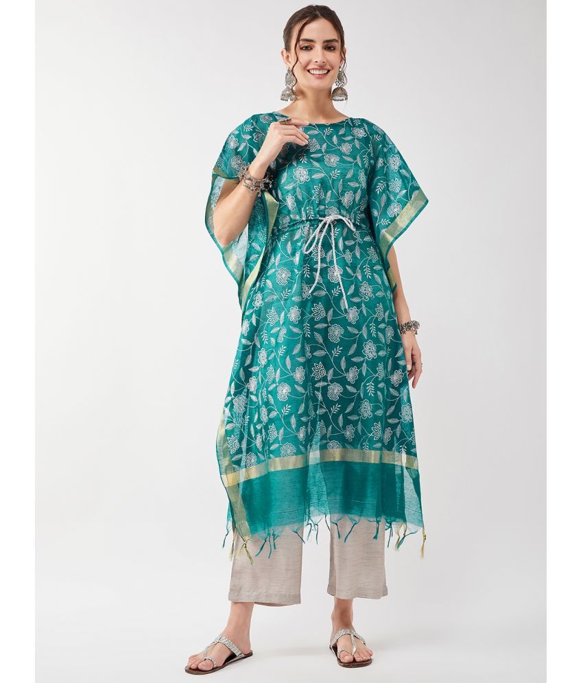     			Pannkh - Green Polyester Women's Kaftan Kurti ( Pack of 1 )