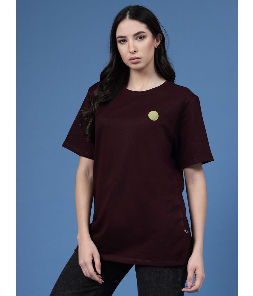     			Rigo - Wine Cotton Loose Fit Women's T-Shirt ( Pack of 1 )