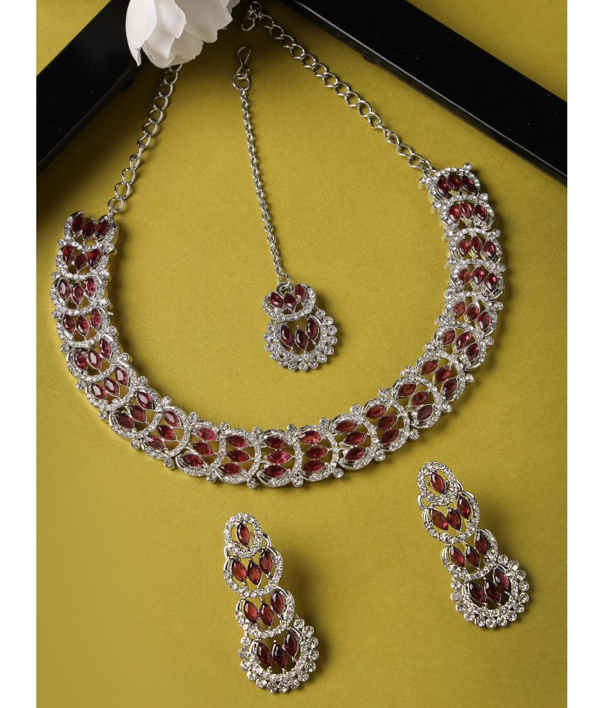     			Sukkhi Maroon Alloy Necklace Set ( Pack of 1 )