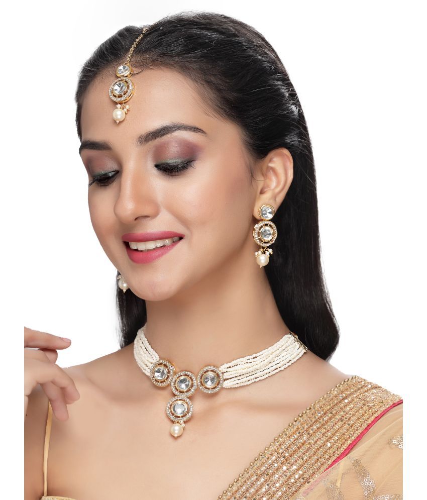     			Sukkhi White Alloy Necklace Set ( Pack of 1 )