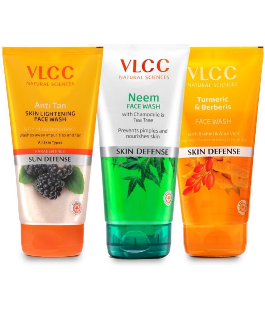     			VLCC Anti Tan Skin Lightening & Neem & Turmeric & Berberis Face Wash, 150 ml (Pack of 3)